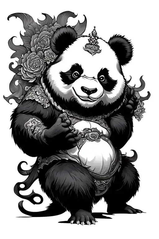 Panda Raijin God tattoo design idea