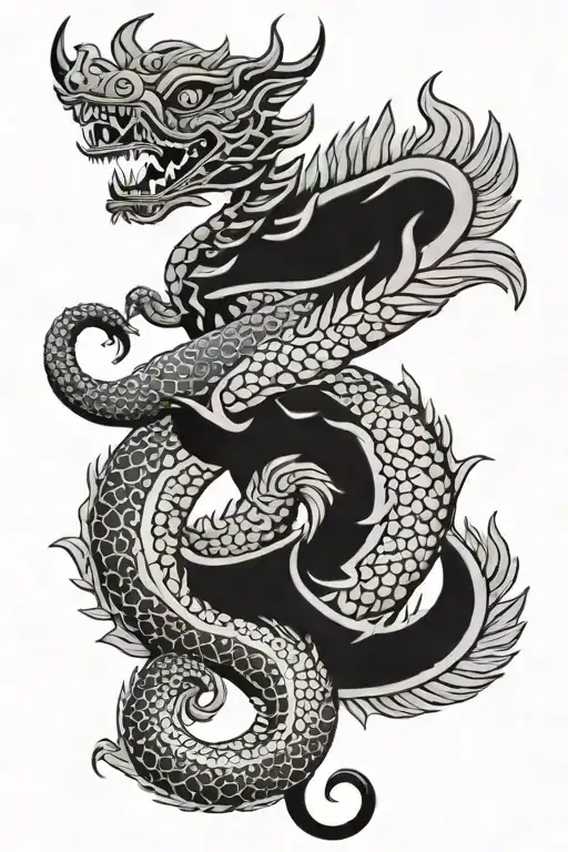 Naga Thai patterns standing tattoo design idea