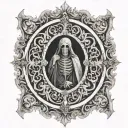 In immense detail and intimacy design an image with a 12th century gothic vibe that conveys life and death  tattoo design idea