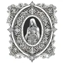 In immense detail and intimacy design an image with a 12th century gothic vibe that conveys life and death  tattoo design idea