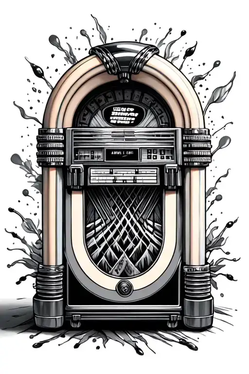jukebox surrounded tattoo design idea