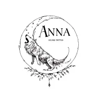 "Anna" moon with howling wolf silhouette tattoo design idea