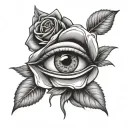 rose with eye of horus tattoo design idea