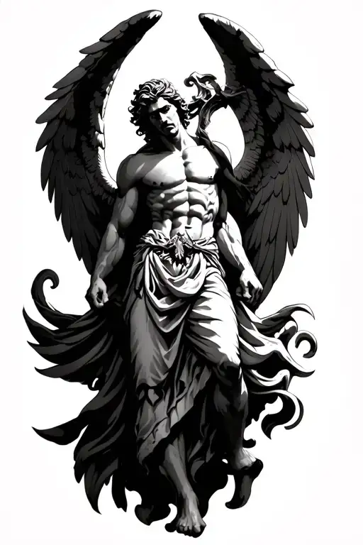 Arch Angel Michael defeating tattoo design idea