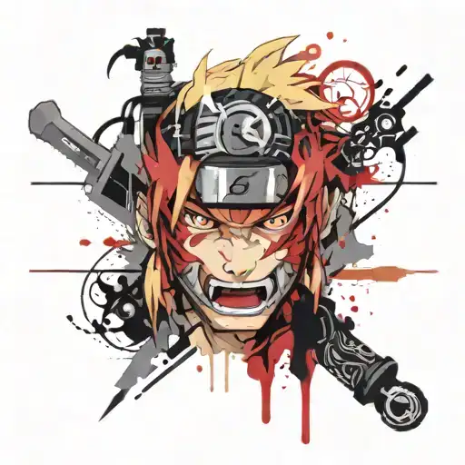 Naruto-inspired scene of demons tattoo design idea
