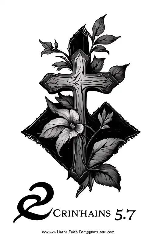 "2 Corinthians 5:7" Faith cross blindfold tattoo design idea