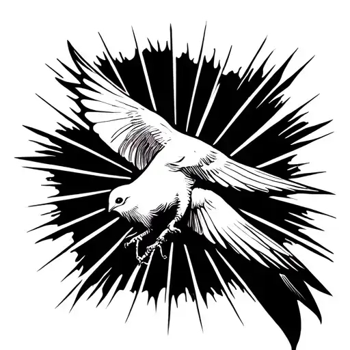 Dove With Sun Rays tattoo design idea