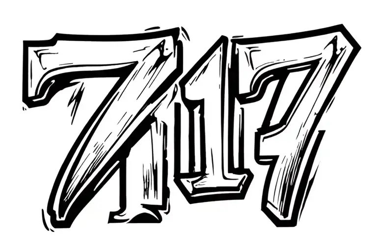 "717" Numbers tattoo design idea
