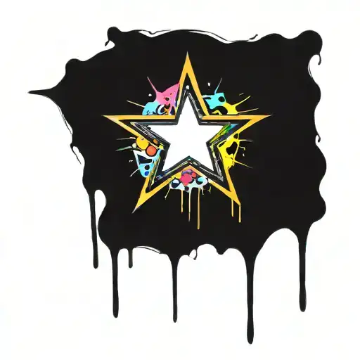 star that has been sprayed and the paint is dripping off tattoo design idea