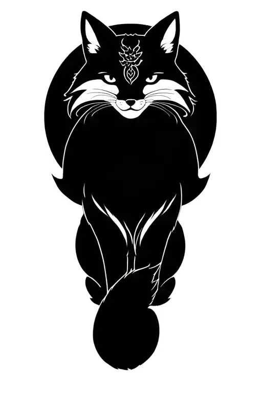 sitting kitsune fox tattoo design idea