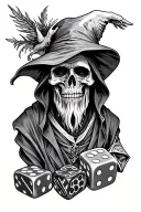rolling dice memory of my deceased dad with grim reaper tattoo design idea