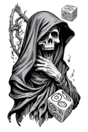 rolling dice memory of my deceased dad with grim reaper tattoo design idea