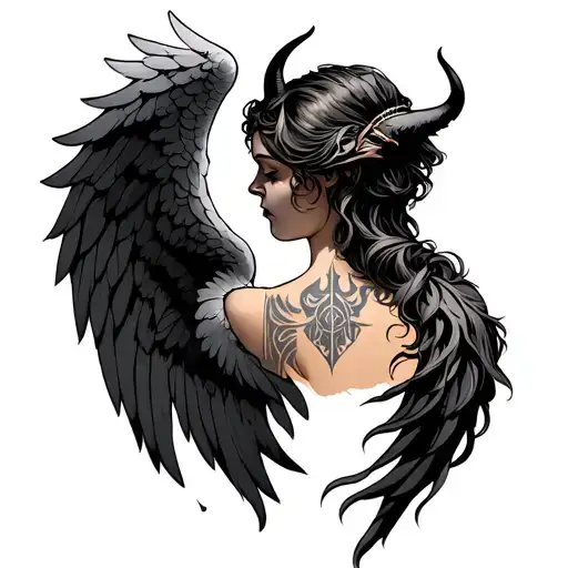 angel and devil wings neck tattoo side tattoo design idea