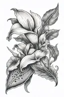 footprint and calla lilies tattoo design idea
