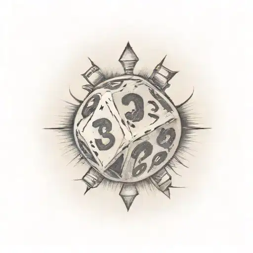 lucky 13 on dice rolling tattoo design idea