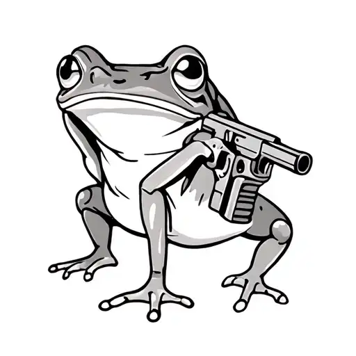 cartoon frogs with guns  tattoo design idea
