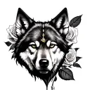 Rose, clock, wolf tattoo design idea