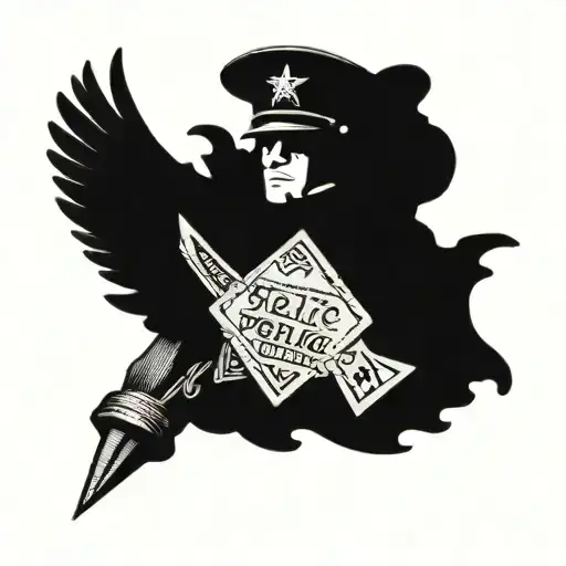 fuck the police with money flying tattoo design idea