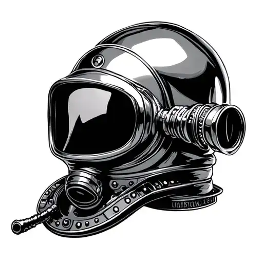 chrome antique scuba diver helmet tattoo design idea