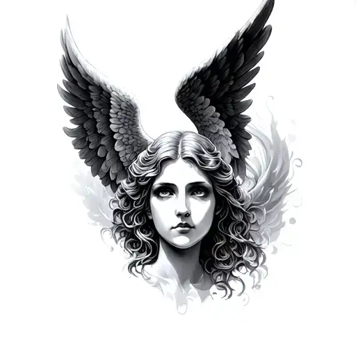 angel face tattoo design idea