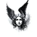 angel face tattoo design idea