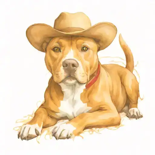 staffy wearing a cowboy hat tattoo design idea