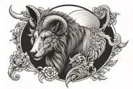 aries with alpha Wolf tattoo design idea