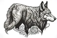 aries with alpha Wolf tattoo design idea
