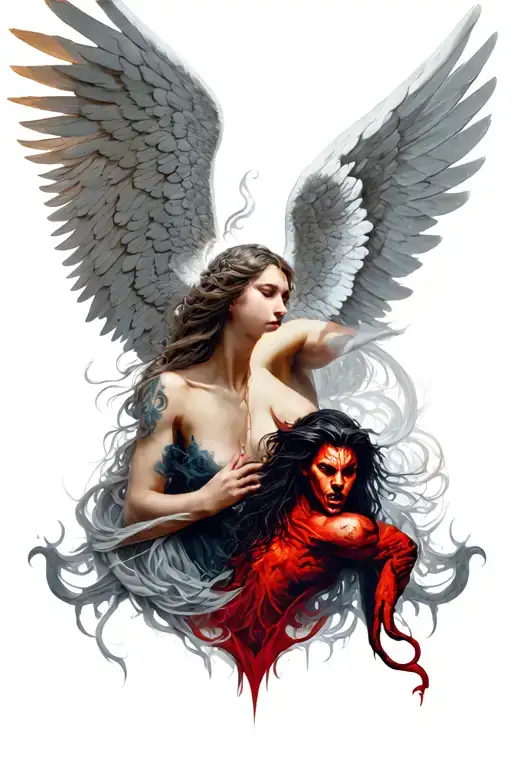 angels vs demons tattoo design idea