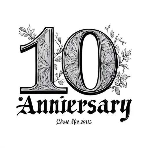 10 year Anniversary date written in Roman tattoo design idea