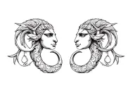 Combination of Aries, Aquarius libra Pisces zodiac symbol tattoo design idea
