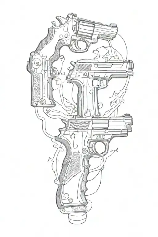 guns inside a black tattoo design idea