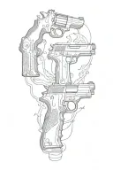 guns inside a black tattoo design idea