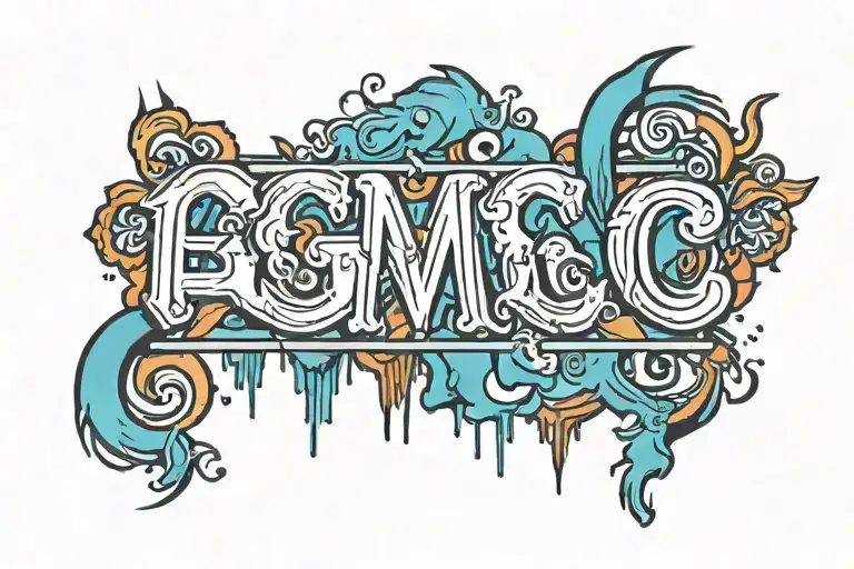 GMC words written vertically tattoo design idea