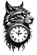 eye with clock also some kind of animal that shows power loyality and bravery  tattoo design idea