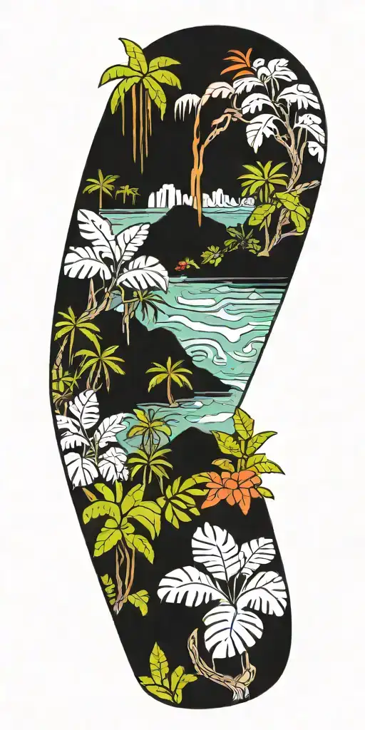Dad puerto rico rain forest landscape tattoo design idea