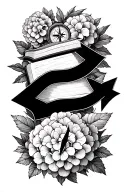 3 arrows pointing same direction with a compass, hydrangeas and a book tattoo design idea