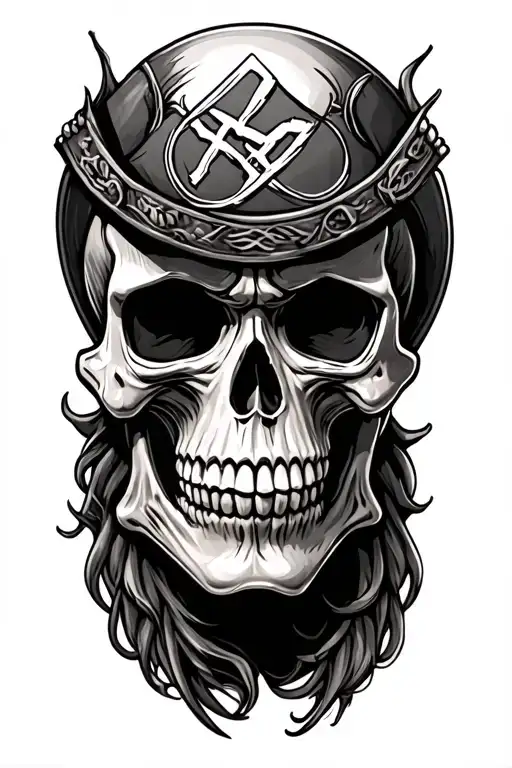 redneck, skull wearing tattoo design idea