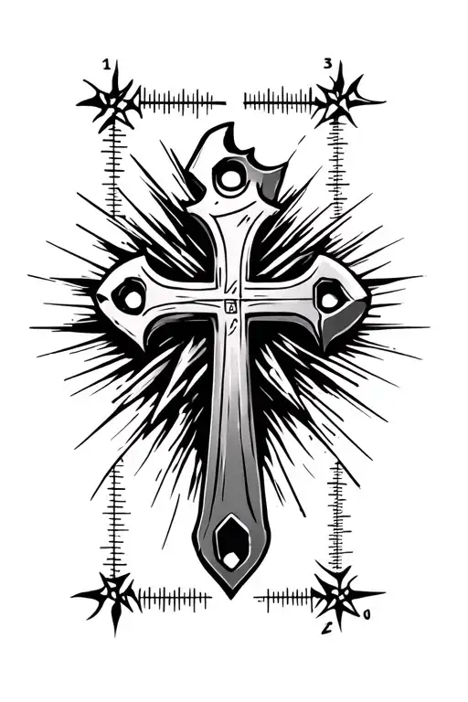 its an artistic cross tattoo. x axis is a ruler while y axis is a wrench. tattoo design idea