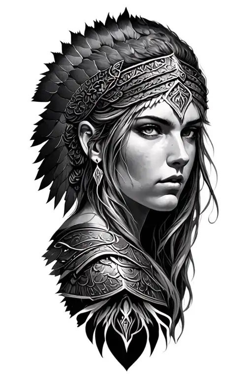 freya norse goddess valkyrie warrior woman tattoo design idea