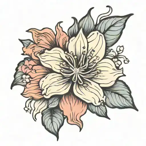 June March April birth flower tattoo design idea