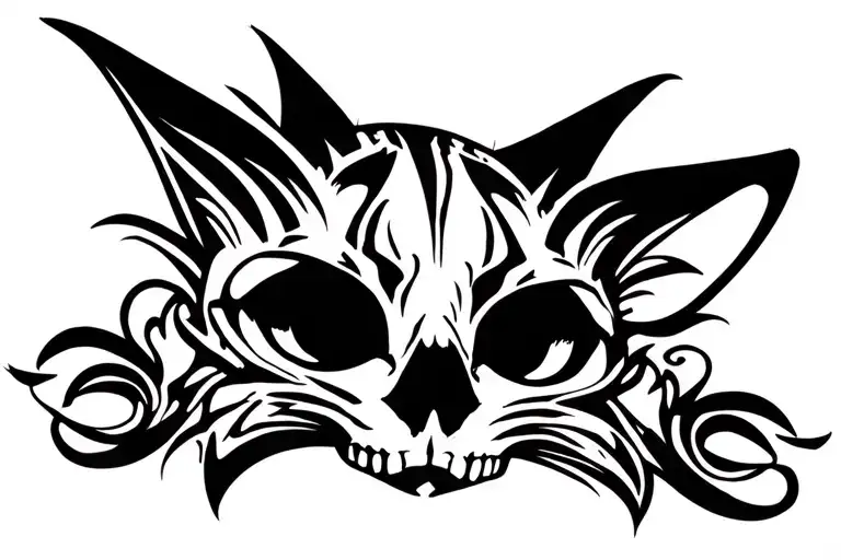 cat skull tattoo design idea