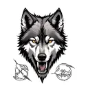 wolf bites hand tattoo design idea