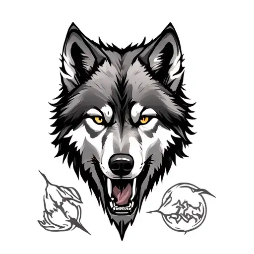 wolf bites hand tattoo design idea