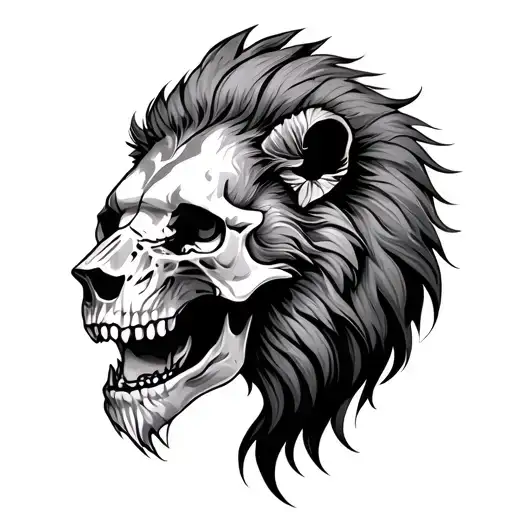 Half Lion Half Skull tattoo design idea