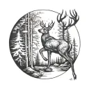 Deer moon forest tattoo design idea