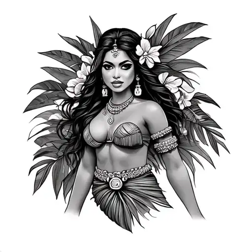 hula girl tattoo design idea