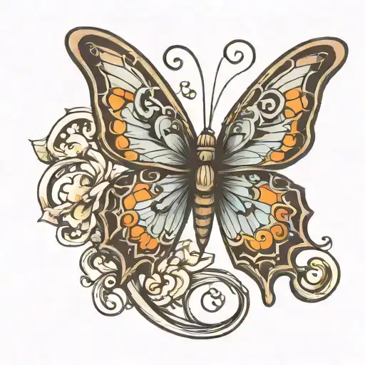 Butterfly with Letter G tattoo design idea