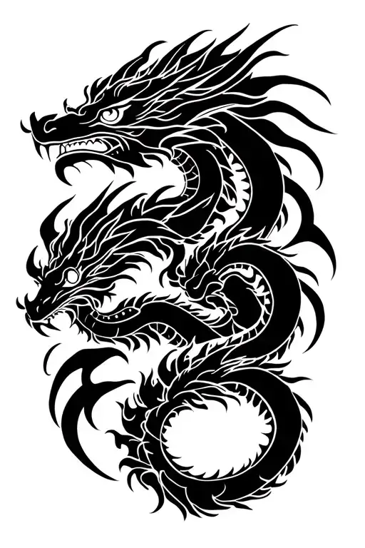 Three -headed dragon tattoo design idea