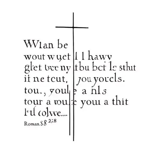 cross and Roman's 8:28 bible verse tattoo design idea